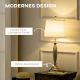 Set od 3 lampe: podna i 2 stolne, sjenila od tkanine, srebrena i bijela