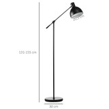 Podna lampa u industrijskom stilu s podesivom visinom i nožnim prekidačem, crna