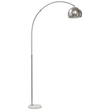 Podna lampa lučnog oblika s mramornim postoljem, srebrna