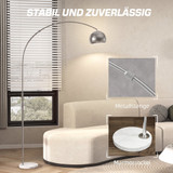 Podna lampa lučnog oblika s mramornim postoljem, srebrna