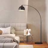 Lučna podna lampa podesive visine s nožnim prekidačem, crna