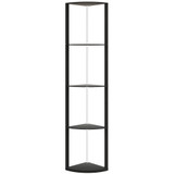 Stojeća LED lampa s 5 polica, RGB svjetlo i daljinski upravljač, crna