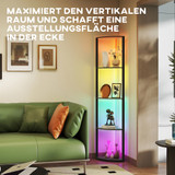 Stojeća LED lampa s 5 polica, RGB svjetlo i daljinski upravljač, crna
