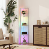 Podna LED lampa s 5 polica i RGB osvjetljenjem, siva