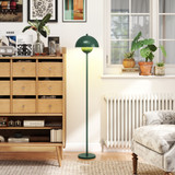 Podna lampa s okruglim sjenilom i nožnim prekidačem, zelena