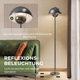Podna lampa s okruglim sjenilom i nožnim prekidačem, siva