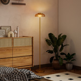 Podna lampa s nožnim prekidačem i toplim svjetlom 3000 K, boja mesinga