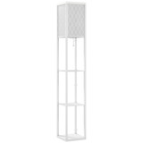 Podna lampa s policom i 3 otvorena odjeljka 26 × 26 × 160 cm, bijela
