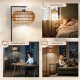 Podna LED lampa s dvostrukim sjenilom, zatamnjiva, 3 boje svjetla, crna
