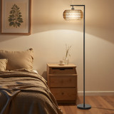 Podna LED lampa s dvostrukim sjenilom, zatamnjiva, 3 boje svjetla, crna