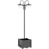 Solarna stojeća lampa s tri sjenila i postoljem za cvijeće, crna