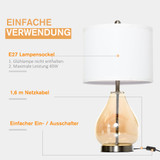Set od 2 stolne lampe s abažurom od lana i staklenim stubom, bijela