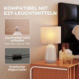 Stona lampa s keramičkim postoljem i lanenim abažurom, bež