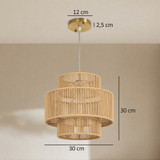 Viseća lampa s trostepenim sjenilom od konopca, svijetlosmeđa