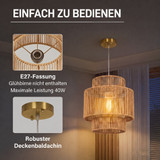 Viseća lampa s trostepenim sjenilom od konopca, svijetlosmeđa