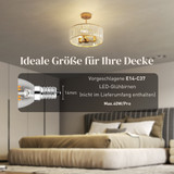 Plafonska lampa u obliku lustera s kristalnim sjenilom i 3 grla E14, zlatna