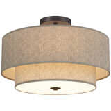 Plafonska lampa s dvostrukim sjenilima od tkanine u izgledu lana, taupe