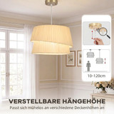 Viseća lampa s dvostrukim sjenilom, podesiva visina kabela, bijela
