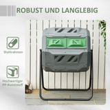 Posuda za kompost s 2 komore 160 l, rotirajuća, 71 × 64 × 96 cm, siva