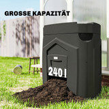Komposter 240 l s 3 vrata 78 × 75 × 78 cm, crni