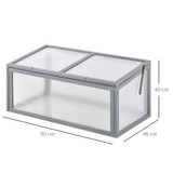 Mini plastenik od jelovine i polikarbonata 90 × 46 × 40 cm, siv