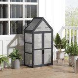 Mini plastenik s 3 police i krovom na otklapanje 70,5 × 42 × 132 cm, siva
