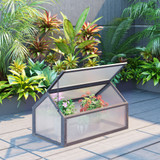 Mini plastenik od drveta 90 × 52 × 49,5 cm, sivi
