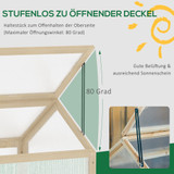 Mini plastenik od drveta s polikarbonatnim pločama 90 × 52 × 49,5 cm, prirodna boja