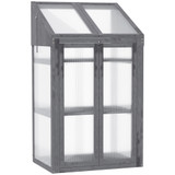 Mini plastenik s drvenim okvirom i 3 police 70 × 50 × 120 cm, siva