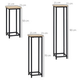 Set od 3 stalka za cvijeće na slaganje 21 × 21 × 50/70/90 cm, crno-smeđi