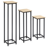 Set od 3 stalka za cvijeće na slaganje 21 × 21 × 50/70/90 cm, crno-smeđi