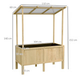 Povišena gredica s krovom 110 × 60 × 152 cm, prirodna boja drveta