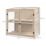 Plastenik s 2 nivoa i krovom na otvaranje 103 × 61 × 103 cm, prirodno drvo