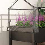 Povišena gredica s krovom plastenika 60 × 60 × 120 cm, crna