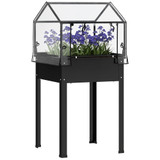 Povišena gredica s krovom plastenika 60 × 60 × 120 cm, crna