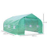 Plastenik 450 × 300 × 200 cm s folijom i vratima na rajsfešlus, zeleni