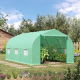 Plastenik 450 × 300 × 200 cm s folijom i vratima na rajsfešlus, zeleni