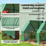 Plastenik s 4 vrata na patent zatvarač 360 × 90 × 90 cm, zeleni