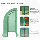 Plastenik s rolo vratima i mrežastim prozorima 200 × 100 × 215 cm, zeleni