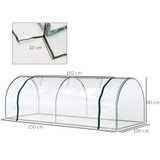Plastenik s rolo vratima 250 × 100 × 80 cm, prozirno-zeleni