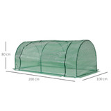 Plastenik s vratima na rajsferšlus 200 × 100 × 80 cm, zeleni
