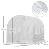 Plastenik s folijom i 6 prozora na motanje 295 × 200 × 200 cm, bijeli