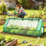 Mini plastenik s prozorima koji se motaju 240 × 90 × 90 cm, zeleni