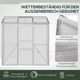 Plastenik uz zid s kliznim vratima i krovnim prozorima 192 × 68 × 196 cm, srebrni