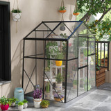 Plastenik od polikarbonata s krovnim prozorom 192 × 131 × 203 cm, crni