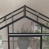 Plastenik od polikarbonata s krovnim prozorom 192 × 131 × 203 cm, crni