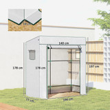 Plastenik s rolo vratima i 2 prozora 196 × 77 × 197 cm, bijeli