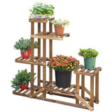 Stepenasta polica za biljke sa 6 nivoa 98 × 28 × 96,5 cm, karbonizirano drvo