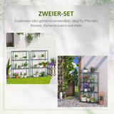 Set od 2 police za biljke s 4 nivoa 70 × 27 × 110 cm, zelena