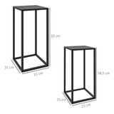 Set od 2 stalka za cvijeće 25 × 25 × 58,5 i 31 × 31 × 65 cm, crni